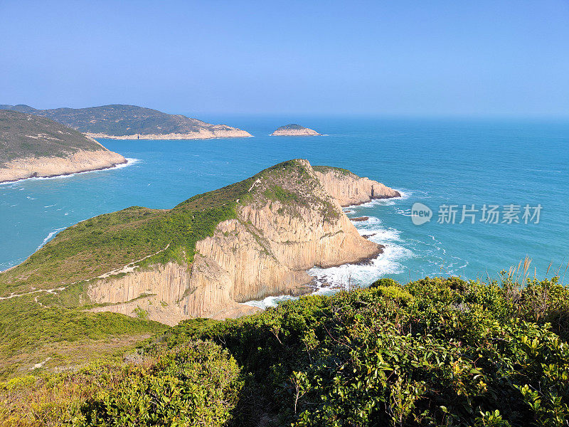 西贡东郊野公园，香港联合国教科文组织世界地质公园，岩石海岸及宝品洲全景