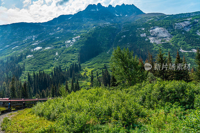 美国阿拉斯加州怀特山口山顶游览列车。