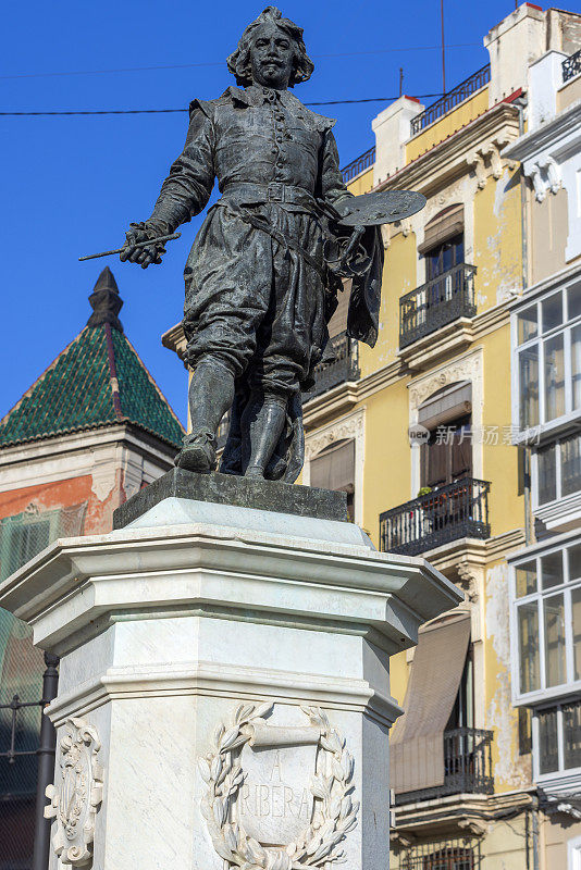西班牙画家约瑟·德·里贝拉雕像(1591-1652)
