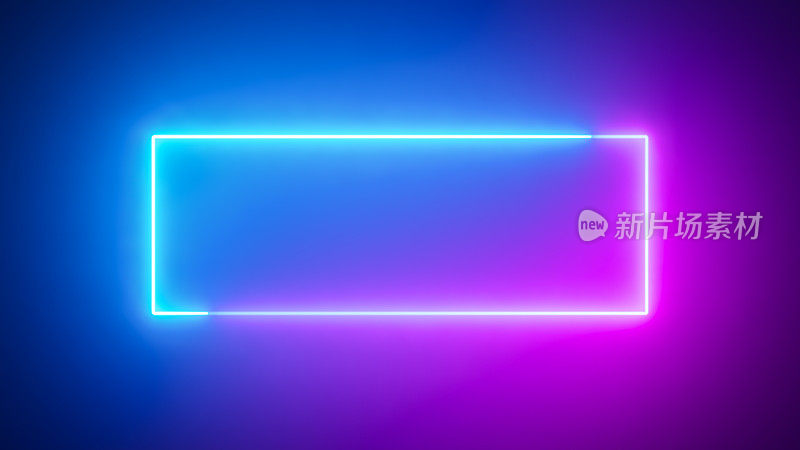 抽象蓝粉色霓虹发光线条框架，动画移动led光幕箱投影3d渲染，空白空间垂直呈现设计背景，未来主义激光光谱背景