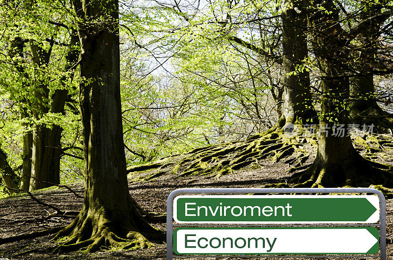 立足于自然的标志，展示了环境与经济在气候问题上的共同发展之路