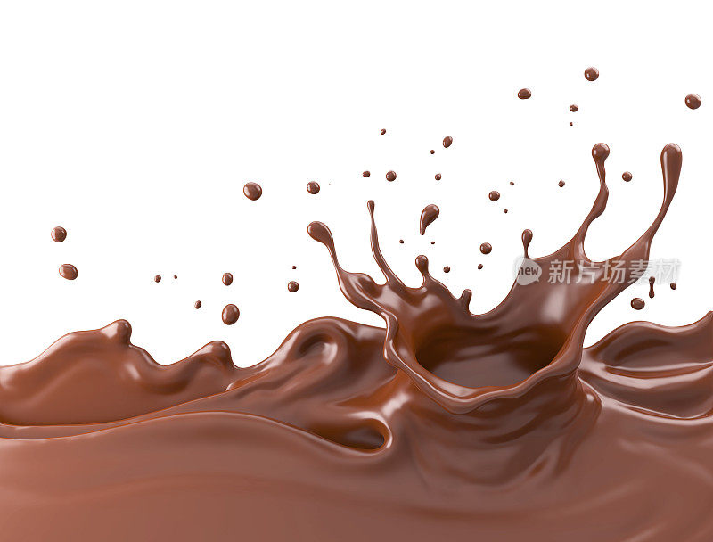巧克力牛奶波纹溅背景。