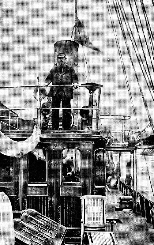 挪威Mjosa湖上的Skibladner划桨汽艇船长——19世纪