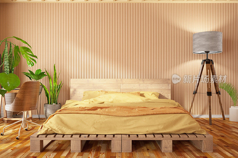 简约风格住宅木质卧室的双层床