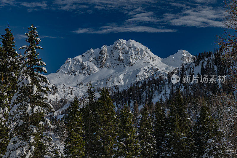 冬季观看加特纳科菲尔山，纳斯菲尔德，卡尼阿尔卑斯山，奥地利