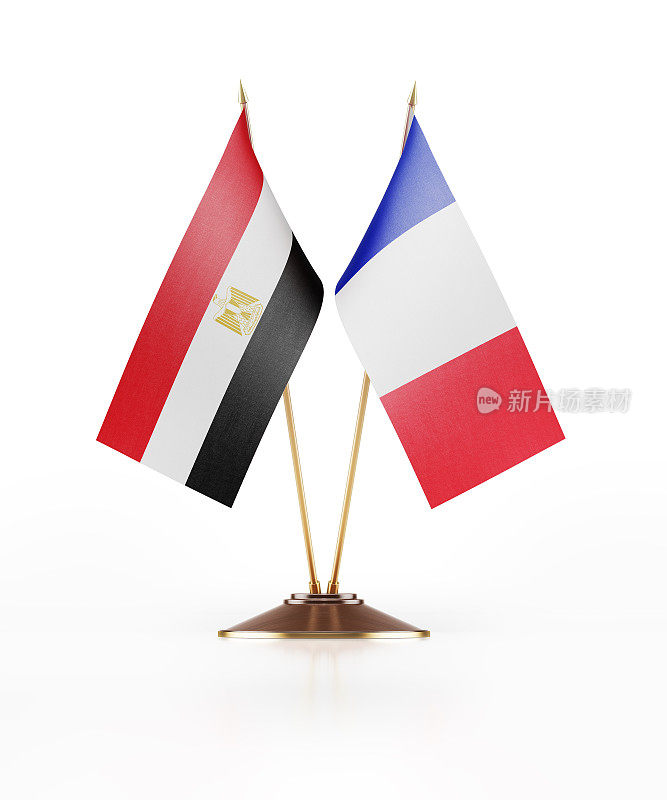 法国和埃及的微型国旗