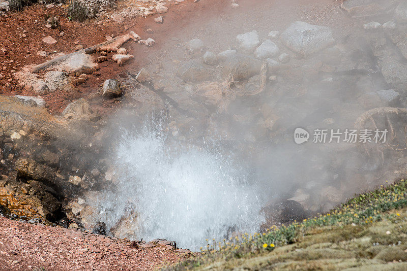 黄石国家公园沸腾的温泉的特写