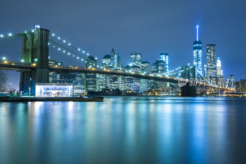 布鲁克林大桥和纽约夜景