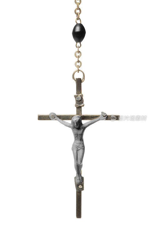 古老的，粗糙的念珠十字架的特写