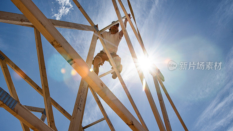 建筑工人正在搭建建筑