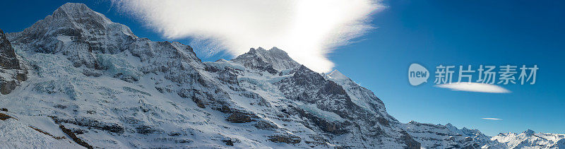 阿尔卑斯山全景与少女峰和少女峰。