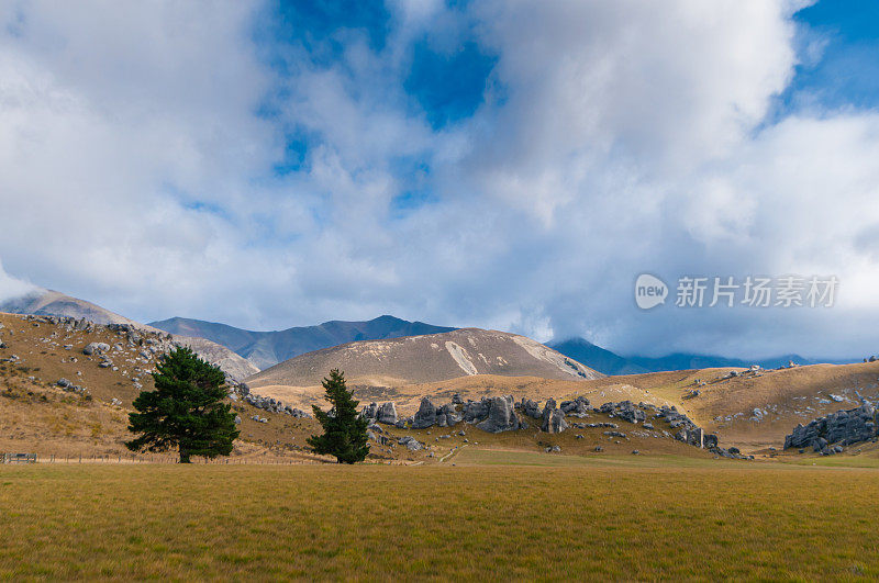 新西兰南岛的全景自然景观