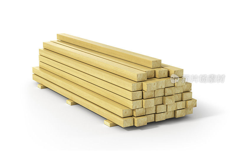 木梁和木板。建筑材料。