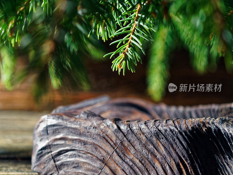 圣诞树下的木制烟灰缸
