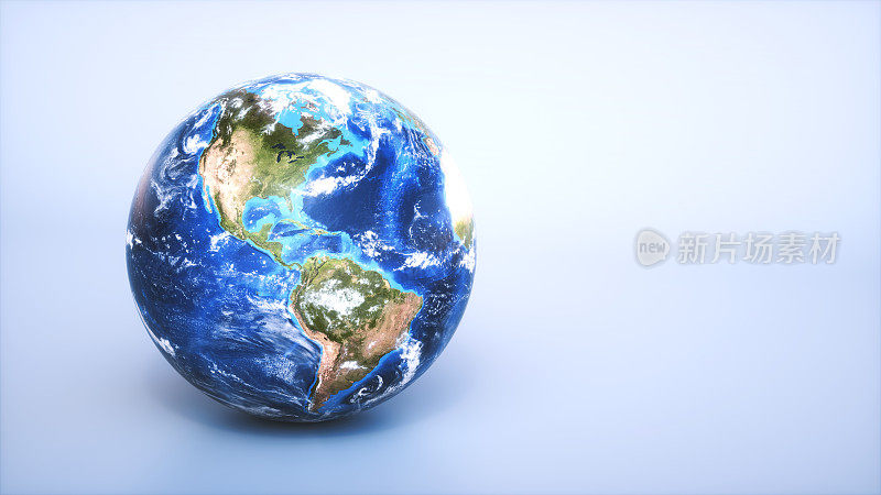 简单的地球仪显示美洲，孤立在明亮的颜色
