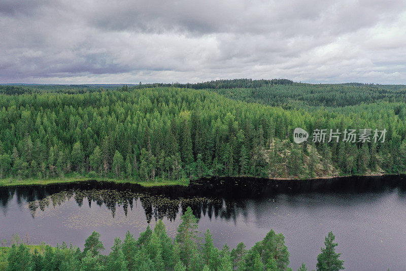 芬兰湖自然美景鸟瞰