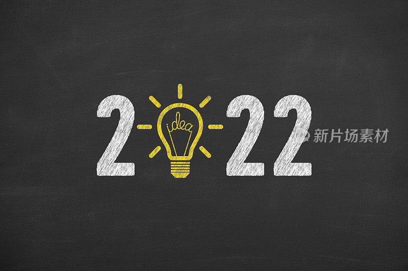 新的2022年想法概念黑板背景