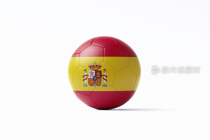 足球纹理西班牙国旗坐在白色背景-卡塔尔2022年世界杯预选赛