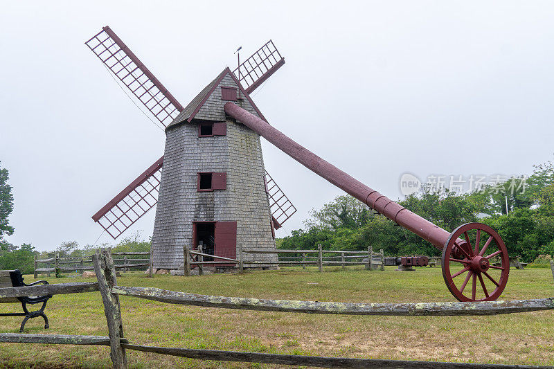 老磨坊风车在楠塔基特，马萨诸塞州