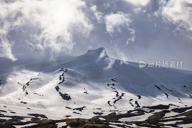 雄伟的景观Snaefellsjokull冰川冰岛山峰Snæfellsjökull