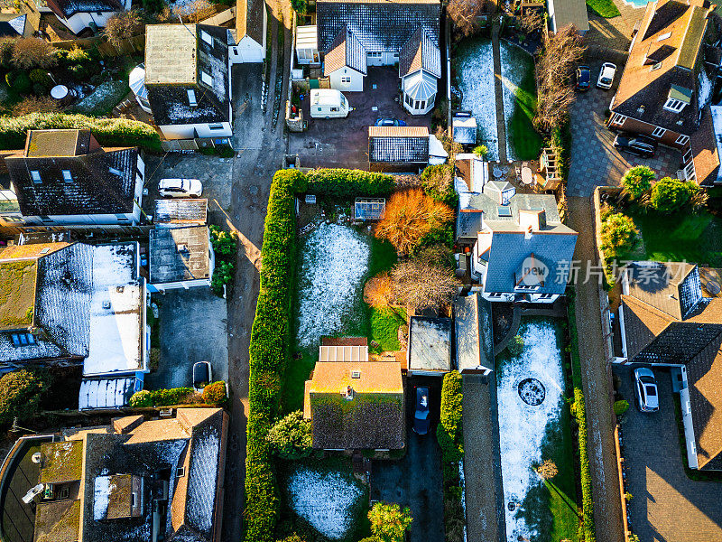 英国南海岸独立式住宅鸟瞰图