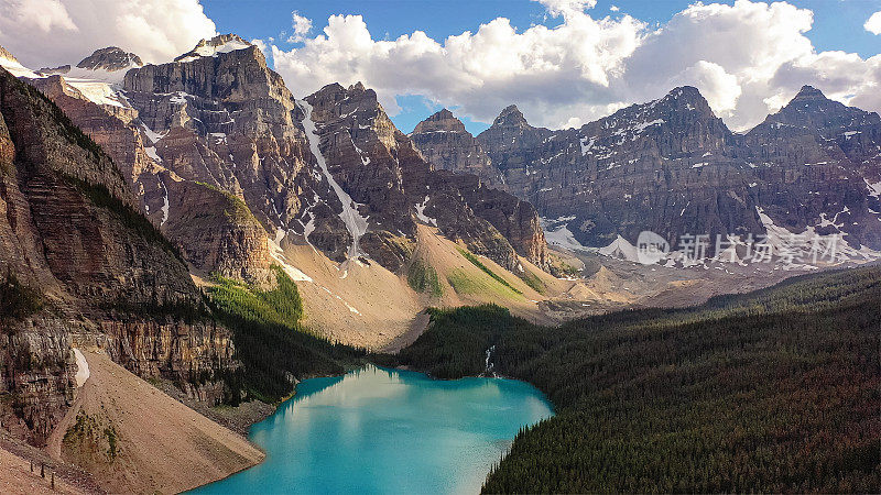 加拿大班夫国家公园的冰碛湖，十峰谷。鼓舞人心的屏幕保护程序。