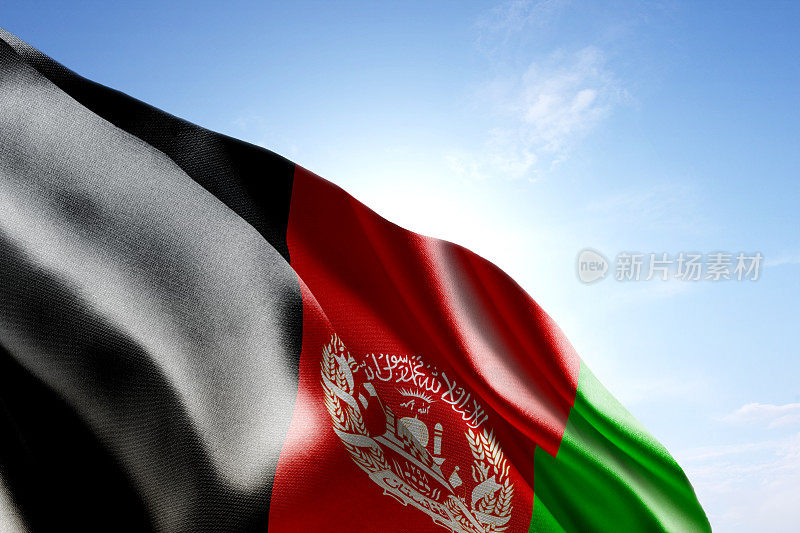 阿富汗国旗在风中飘扬