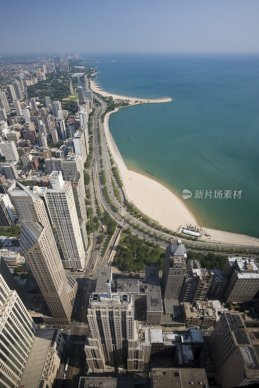 芝加哥黄金海岸。鸟瞰图。