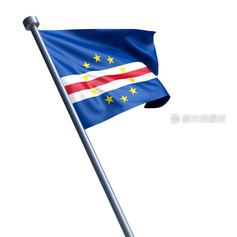 佛得角的国旗孤立在白色