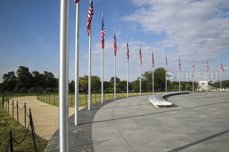 华盛顿特区华盛顿纪念碑区旗帜蓝天