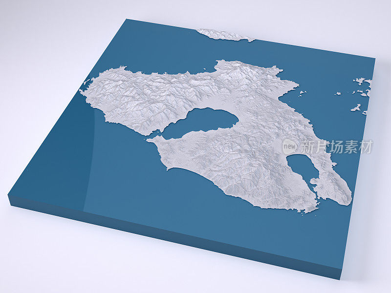 莱斯博斯岛3D模型地形图白色