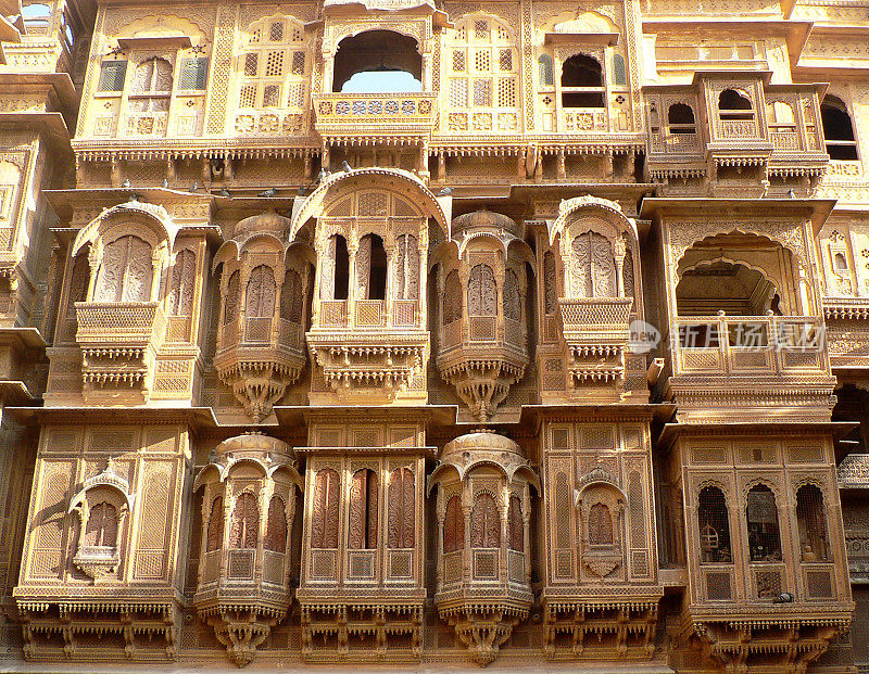印度拉贾斯坦邦Jaisalmer的Haveli。