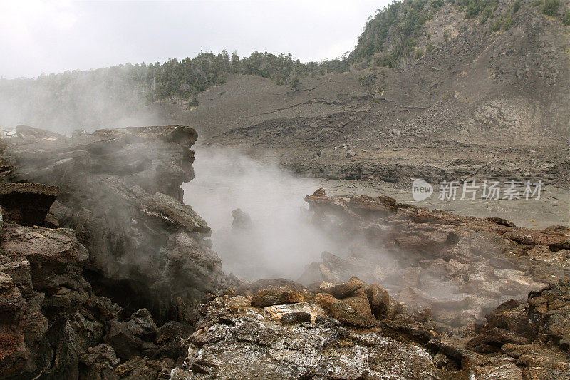 夏威夷火山的蒸汽喷口