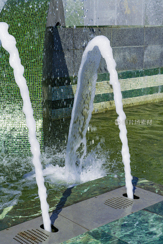 喷水池，调色图像，特写。