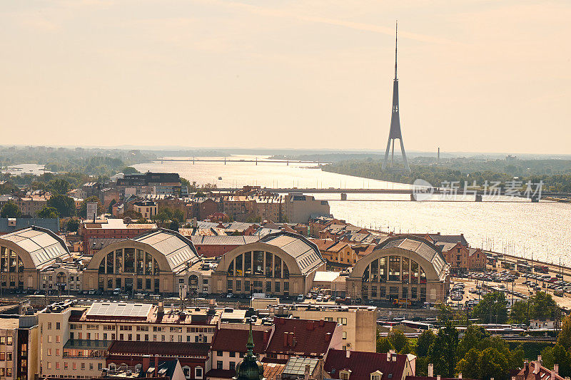 拉脱维亚里加中央市场鸟瞰图
