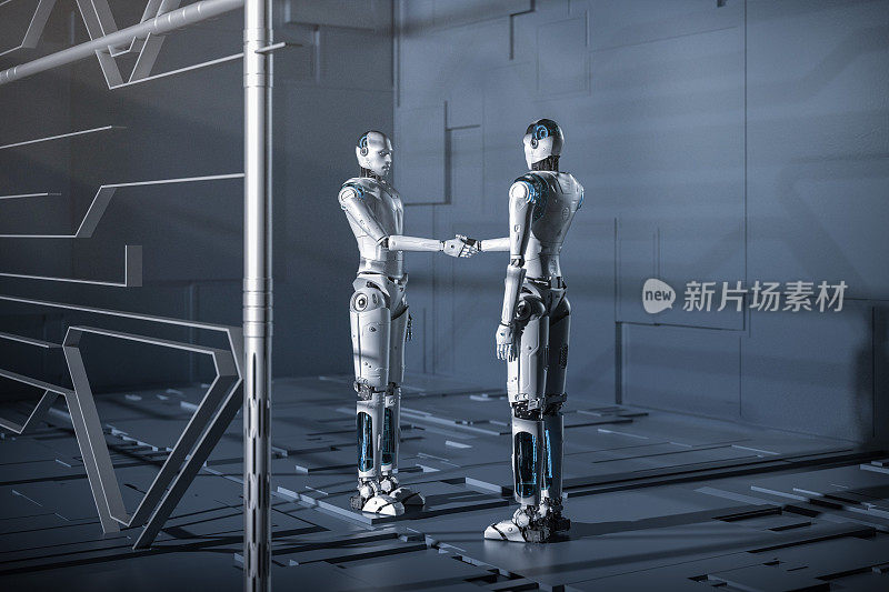 机器人握手表示伙伴关系