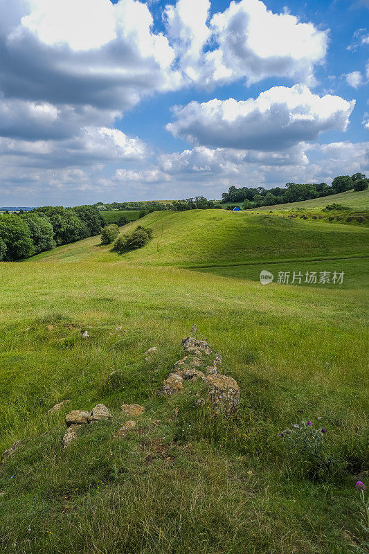 伯顿达塞特山俯瞰英国风景，英国中部的沃里克郡