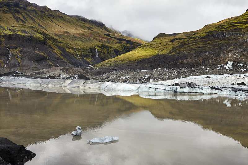 Sólheimajökull冰岛南部的冰川泻湖