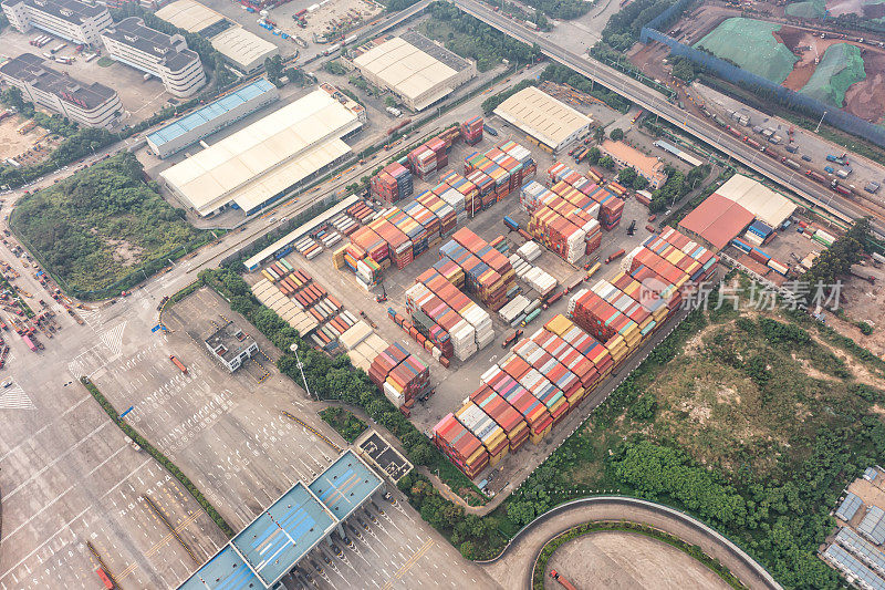 物流园区集装箱堆场鸟瞰图