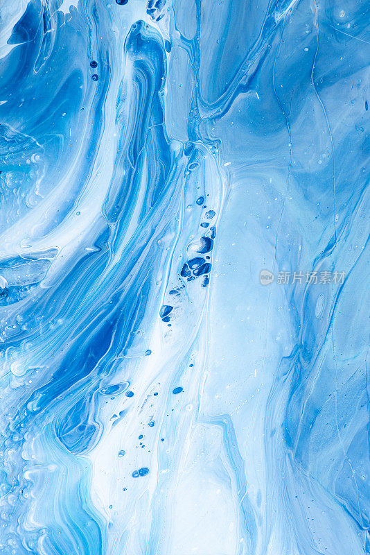 丙烯倒抽象艺术-蓝色大理石