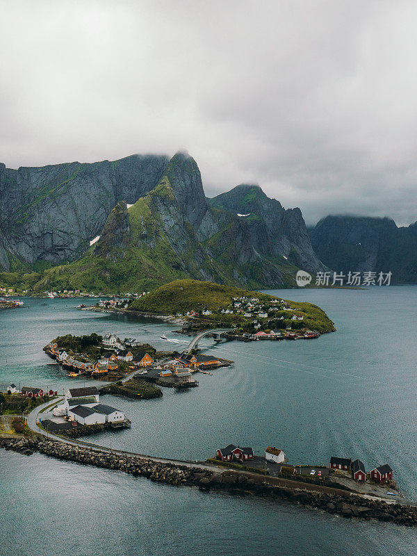 挪威罗弗敦群岛夏季风景的鸟瞰图