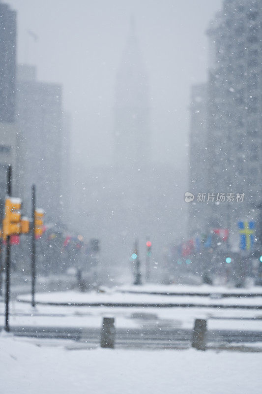 费城中心城市遭遇暴风雪。