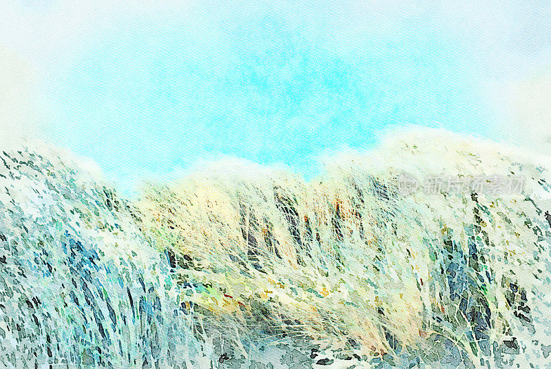 海岸马拉姆草与水彩过滤效果