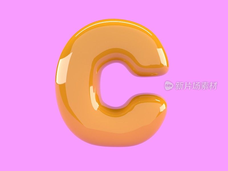 字母C用一个橙色的气球写