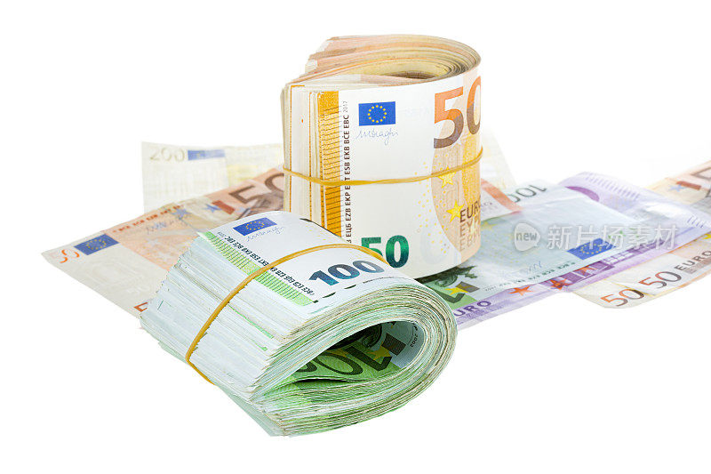 欧元纸币,特写。欧盟货币