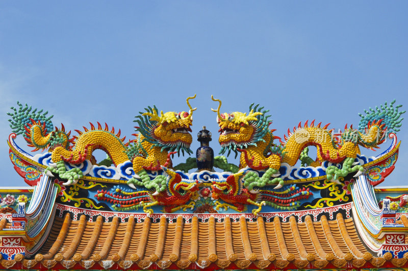 中国龙在寺庙。