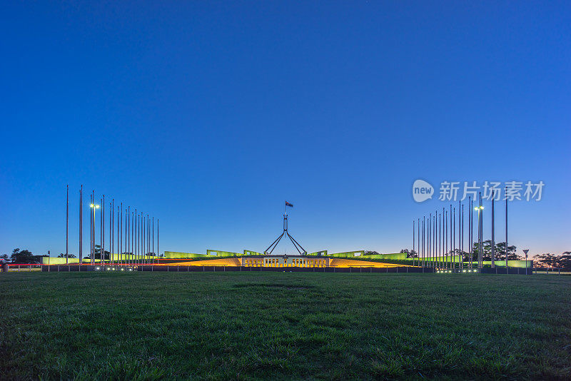 堪培拉国会大厦日落美景，澳大利亚