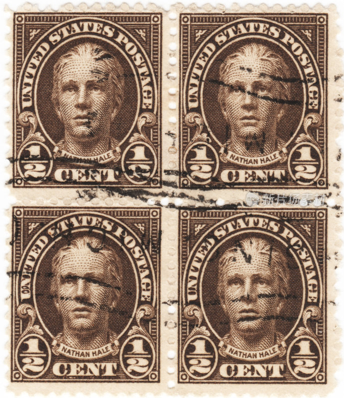 内森黑尔1929年半分邮票棕色调