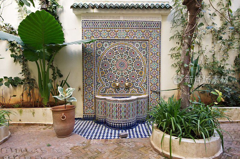 摩洛哥非斯的老里亚德庭院