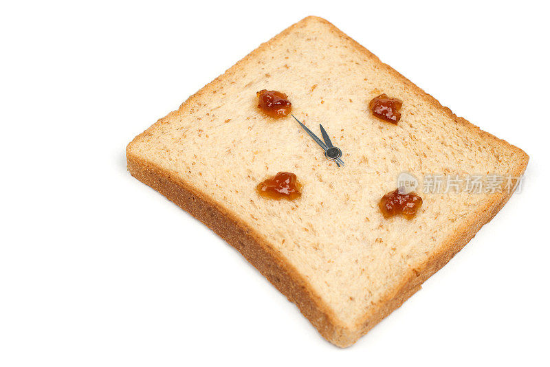 午餐的时间到了!面包钟显示在1点。